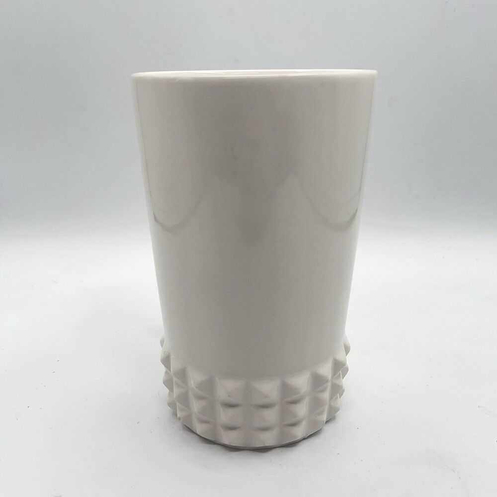 STARBUCKS COFFEE 2014 Tall White Mug Cup Mirror Label Hobnail Base 16 Oz - Picture 8 of 11